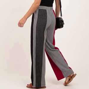 Women Maternity Striped Straight Leg Pants Contrast Color Loose Fit Full Length Night Sleepwear Summer Wear Maternity Pants - Product Image 5