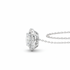 Collar con Halo de Diamantes Cultivados en Laboratorio, Oro Blanco de 18K, Engaste de Ilusión Flotante, Colgante Nupcial - Product Image 6