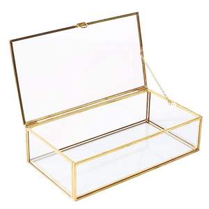 Caja de almacenamiento de joyería de tamaño personalizado de la mejor calidad, proveedor directo de fábrica al por mayor, caja de anillo de metal y vidrio - Product Image 4