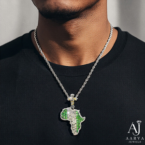 Colgante de Moissanita con Mapa de África, Plata 925, Corte Baguette, con Incrustaciones de Circonitas, Bañado en Rodio, Joyería para Fiesta - Product Image 5