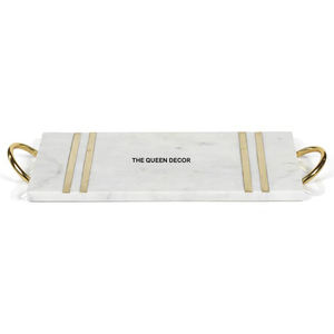 Plateau de service rectangulaire en bois massif de qualité supérieure, finition brune, avec poignées métalliques, pour hôtel, maison et cadeaux - Product Image 5