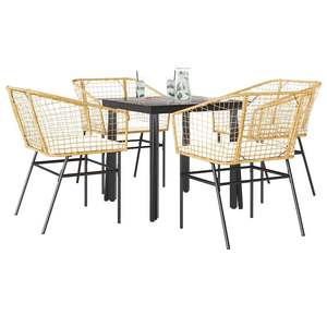 Conjunto de Comedor de Jardín de Ratán PE Marrón Resistente para 4 Personas - Product Image 1