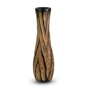 Vase en bois de manguier artisanal en spirale avec incrustation noire - Décoration d'intérieur en gros - Product Image 3