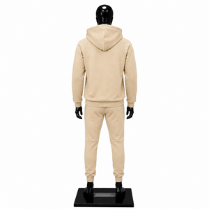 Conjunto Deportivo para Hombre, Color Beige, Sudadera con Capucha y Cierre Completo, Pantalones Jogger, Color Sólido, Ropa Casual, Transpirable, de Algodón, para Otoño - Product Image 2