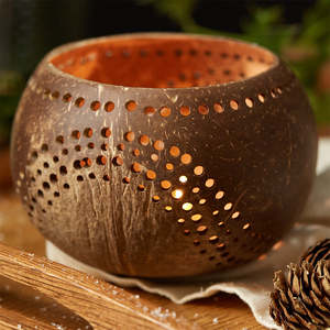 Natural table centerpieces for party event coconut shell <b>tealight</b> holders candle holder <b>lantern</b> - Product Image 6
