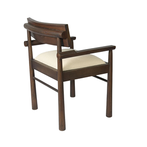 Silla de Comedor de Madera Maciza de Teca con Reposabrazos y Asiento Tapizado, Muebles Modernos de Estilo Nórdico para Restaurante y Hotel - Product Image 6