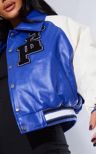 Custom Ladies College Varsity Leather Jacket Embroidered Wool Body Genuine Leather Sleeves OEM ODM Sample Service Available - Product Image 6