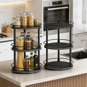 Round <b>Spice</b> Rack Countertop Kitchen Organizer Rotating Storage Stand <b>Spice</b> <b>Jar</b> Holder For Home Kitchen Decor And Multi Use - Product Image 1