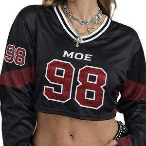 Camiseta Deportiva Corta de Fútbol Americano para Mujer, de Malla de Poliéster Transpirable, Manga Larga, Estilo Urbano, Personalizable con Marca Privada OEM - Product Image 2