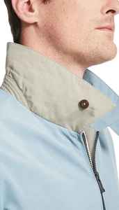 Blouson bomber bleu clair pour homme, col montant, fermeture éclair, coupe-vent, décontracté, pour l'automne, coupe classique, polyester, couleur unie - Product Image 3
