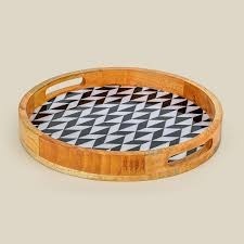 Round Hand Painted Wood Serving <b>Plate</b> <b>Vintage</b> Plant Pattern Floral Design Wooden Tray Dish Perfect For Home Kitchen Decor - Product Image 3