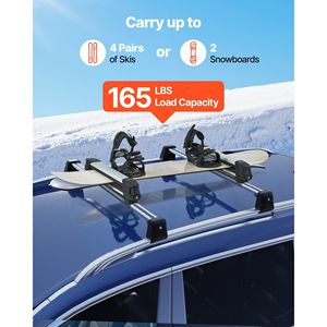 Portaesquís y Porta Tablas de Snowboard para Techo de Auto, 4 Esquís y 2 Tablas de Snowboard, Aluminio Universal con Cerradura - Product Image 2