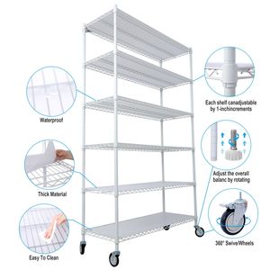 6000lbs Capacity 6-Tier NSF Metal <b>Wire</b> Shelving Unit Heavy Duty Storage <b>Rack</b> Adjustable <b>Rack</b> Wheels <b>Shelf</b> Liners 6000lbs - Product Image 2