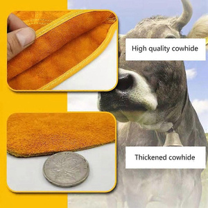 Protège-chaussures de soudeur en cuir de vachette écologique, résistants au feu, à la chaleur et à l'abrasion, avec fermeture élastique, anti-coupure - Product Image 5