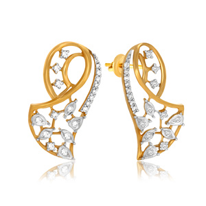14K Yellow Gold Nature <b>Inspired</b> Paisley Stud Earrings Round Marquise Lab Grown Diamond Luxury Fine <b>Jewelry</b> Wedding Gift - Product Image 2