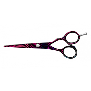 Ciseaux de coiffure de qualité supérieure, couleur noire, design ondulations arc-en-ciel, acier allemand, pour professionnels - Product Image 1