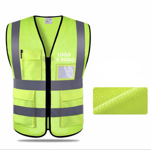Chaleco de seguridad de alta visibilidad para hombre, reflectante, transpirable, de poliéster, con cuello en V, ropa exterior informal, color sólido, temporada de primavera - Product Image 2