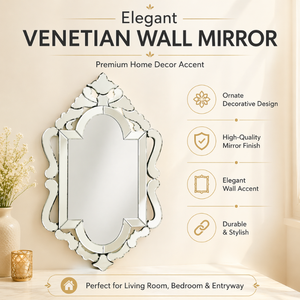 Elegant Vintage Venetian Baroque Wall <b>Mirror</b> with Ornate Geometric Frame | Antique <b>Silver</b> Luxury Decorative <b>Mirror</b> for Home - Product Image 5