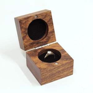 Luxury Handmade High Quality Square <b>Walnut</b> Solid Wood Wedding Ring Proposal Box with Velvet Lining for Earrings and Pendants - Product Image 6