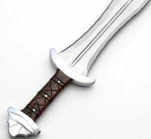 Handcrafted Metal Craft Display Piece Mirror High Carbon Steel <b>Leaf</b> Shape Blade Leather Wrapped Handle - Product Image 2