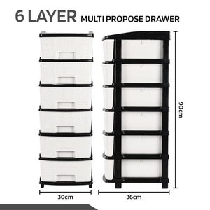 Boîtes de rangement en plastique empilables à 6 niveaux avec couvercles, organisateur de vêtements blanc pour placard, étagère de rangement pour cuisine - Product Image 3