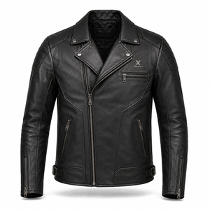 Veste de moto en cuir classique pour motards |   Noir Brun Bleu |   Fabricant OEM ODM |   Qualité de conception haut de gamme |   Vêtements de course - Product Image 1