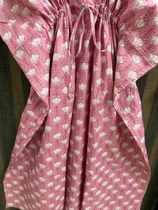 Women Pink Floral Print 100% Cotton <b>Kaftan</b> Dress Handmade Beach Cover Regular Fit <b>Summer</b> Lounge Wear Boho Breathable Natural - Product Image 3