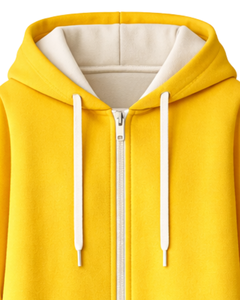 Sudadera con capucha y cremallera personalizada para mujer, color amarillo, forro polar de invierno, fabricante personalizado, ropa casual urbana al por mayor - Product Image 3