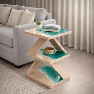 Table en bois haut de gamme avec plateau en résine époxy, pour le travail, en provenance d'Inde - Product Image 1