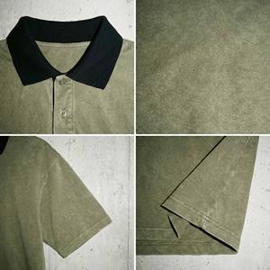 Vente en gros de chemises pour hommes sur mesure, coupe ample, effet délavé vintage, vert olive, streetwear, tricoté lourd, 100% coton, coupe ample - Product Image 4