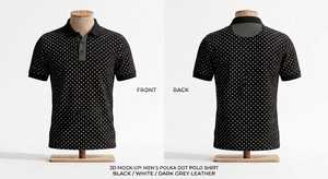 เสื้อโปโลชายสีดำลายจุด แขนสั้น ผ้าฝ้ายถัก ดีไซน์ลำลอง ระบายอากาศได้ดี - Product Image 1
