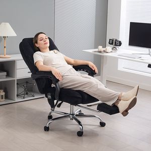 Heated Reclining Massage Office Chair Black Executive Desk Chair with Adjustable Height and <b>Footrest</b> Made of Durable Nylon - Product Image 2