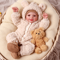 Poupées Reborn Babeside 17 pouces Sunny, poupée bébé réaliste souriante en vinyle avec corps en tissu, barboteuse beige, cadeau pour bébé, vente en gros