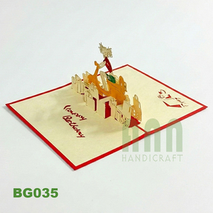 ANN HANDICRAFT BG035 Custom 3D Pop-up Traditional Greeting Card-Hanoi Origin <b>Matte</b> <b>Varnishing</b> for Birthday New Year Valentine's - Product Image 4