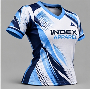 INDEX APPAREL เสื้อฟุตบอลผู้หญิงสีน้ำเงินขาว แขนสั้น ระบายความชื้นได้ดี ใส่ได้ทุกฤดูกาล - Product Image 3