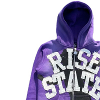 Sweat à capuche Y2K personnalisé épais pour homme, style patchwork vieilli avec lettres graphiques, en polaire appliqué, idéal pour l'été