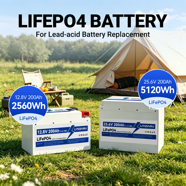 12.8V 200Ah Rechargeable Lithium Battery Metal Casing Lead Acid Replacement Low Self Discharge for Off Grid Solar System