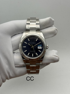 Reloj Automático Moderno de Lujo de Acero Inoxidable Estilo Hip Hop con Esfera Azul, Bisel Estriado para Brazalete, Cristal de Zafiro y Movimiento ETA - Product Image 2