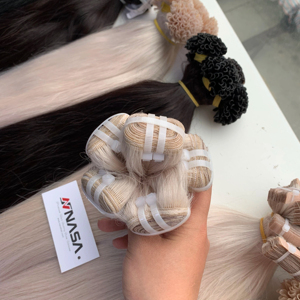 Weft Wholesale Nasa Hair Luxury Wavy Super Double Drawn 100% Virgin Vietnamese Human Hair Bulk Extensions Thick Ends <b>Bleached</b> - Product Image 1