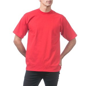 Camiseta de Algodón Roja para Hombre, Manga Corta, Cuello Redondo, Corte Regular, Color Sólido Informal, Diseño Liso de Punto Jersey - Product Image 4
