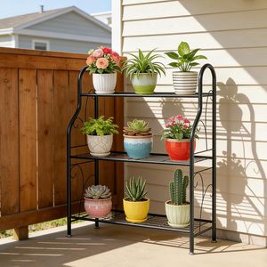 Indoor/Outdoor 3-Tier Metal Plant Stand with Multiple Holder <b>Corner</b> Flower Stand for Patio Garden Balcony Living Room Decor - Product Image 2