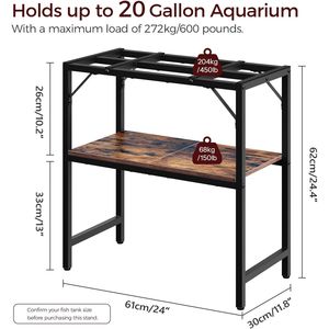 Supporto per Acquario Resistente da 20 Galloni con 2 Ripiani Portaoggetti, Supporto per Terrario per Pesci e Tartarughe per Uso Domestico - Product Image 2