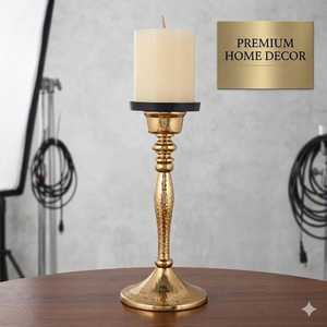 Premium Aluminium <b>Candlestick</b> <b>Holder</b> With Hammered Finish For Home Decor - Product Image 1