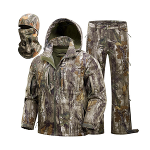 Men's Camouflage Hunting Suit And Pants Set With Hood Waterproof Breathable Outdoor Wear Full Sleeve - Product Image 3