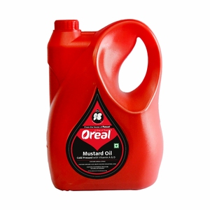 Huile de moutarde pure à 100 % Oreal Super Premium 5L pressée à froid, enrichie et stimulante de l'immunité, en conserve (huile de cuisson) - Product Image 1
