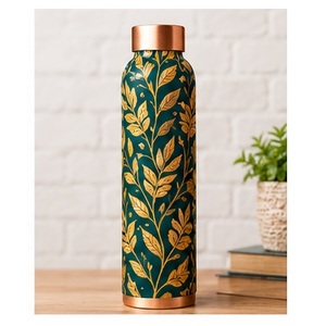 Botella de Agua de Cobre con Estampado Artístico de Mandala Floral, Portátil para Viajes y Uso Diario - Product Image 4
