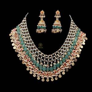 Tarana Moti Jaal Work Necklace Set-Fine Jewelry Set - Product Image 3