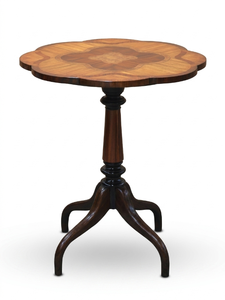 French Farmhouse Antique Flower Shape <b>Round</b> <b>Top</b> Wood Coffee <b>Table</b> for Living Room - Product Image 1