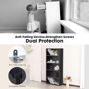 Librero Industrial de 5 Estantes - Librero Abierto de Piso de 53 Pulgadas de Alto con Dispositivo Antivuelco para Oficina en Casa, Color Negro - Product Image 4