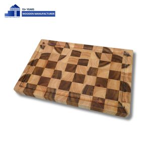 ชุดเขียงไม้สักอะคาเซีย OEM แบบ End Grain สำหรับหั่นขนมปัง อุปกรณ์ครัวไม้สุดฮิตสำหรับผู้นำเข้า ปี 2026 - Product Image 5